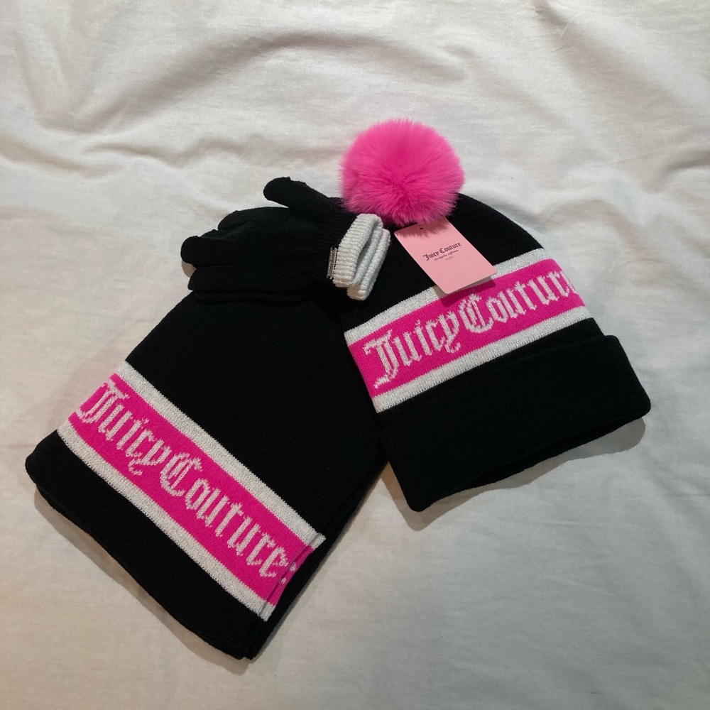 Juicy Couture Hat/Gloves/Scarf Set, Women’s size small, NWT!